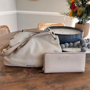 Michael Kors bag with matching wristlet wallet